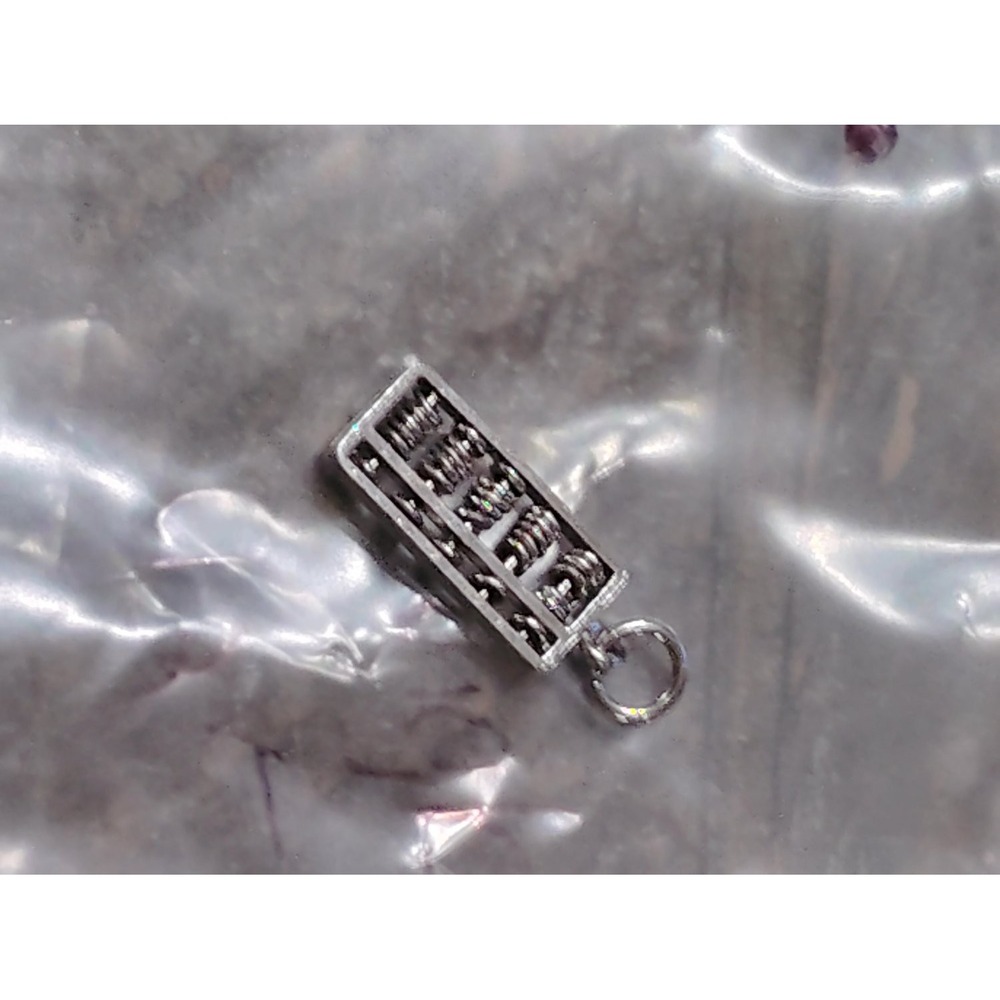Vintage 925 Silver Abacus Charm Pendant Miniature Movable Beads Math Science